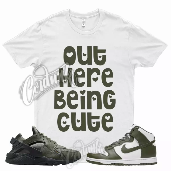 White CUTE T Shirt for N Dunk High Cargo Khaki Huarache Cordura Force 1 90 Jezsport.com