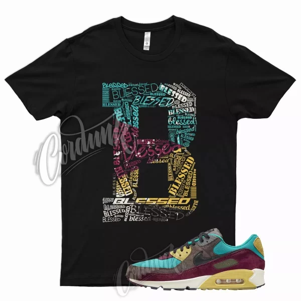 Black BLESSED T Shirt for J1 Air Max 90 NRG Ridgerock Turbo Green Saturn Gold Jezsport.com