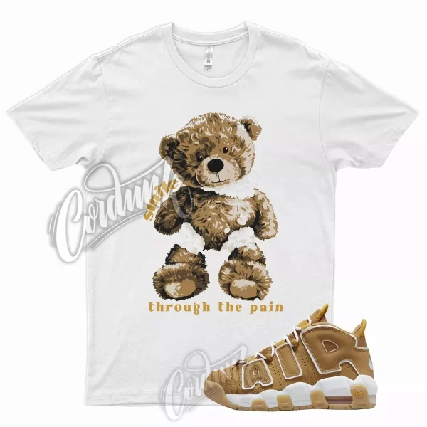 White SMILE T Shirt for N Air More Uptempo Wheat Gold Harvest 6 13 Flux 700 Jezsport.com