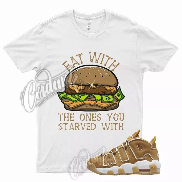 White EAT T Shirt for N Air More Uptempo Wheat Gold Harvest 6 13 Flux 700 Jezsport.com