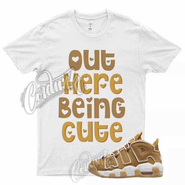 White CUTE T Shirt for J1 Air More Uptempo Wheat Gold Harvest 6 13 Flux 700 Jezsport.com