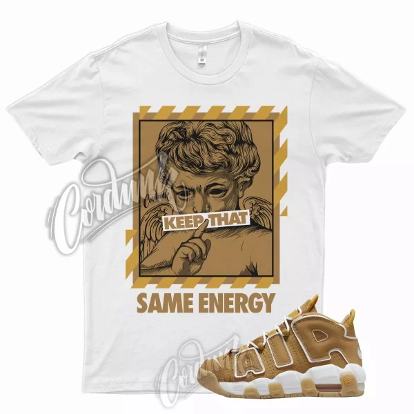 White ENERGY T Shirt for N Air More Uptempo Wheat Gold Harvest 6 13 Flux 700 Jezsport.com