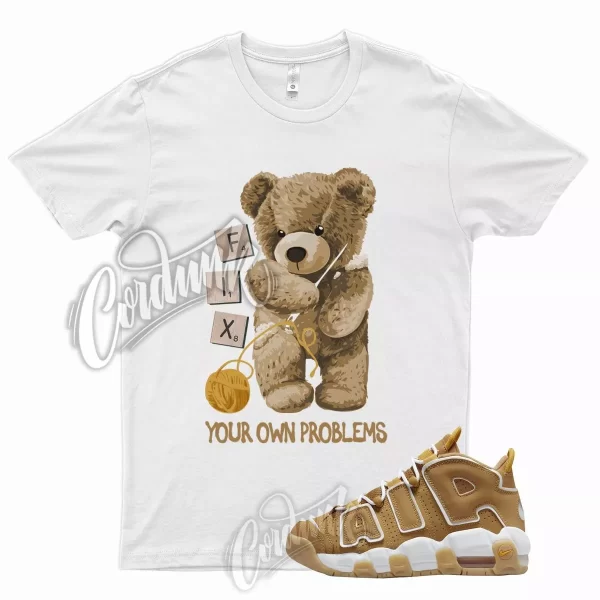 White FIX T Shirt for N Air More Uptempo Wheat Gold Harvest 6 13 Flux 700 Jezsport.com