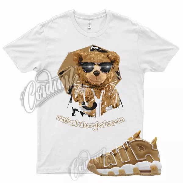 White RAIN T Shirt for J1 Air More Uptempo Wheat Gold Harvest 6 13 Flux 700 Jezsport.com