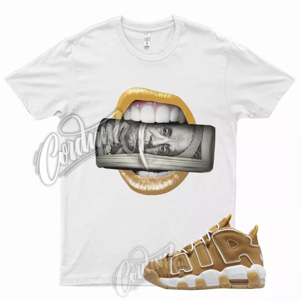 White ROLL T Shirt for J1 Air More Uptempo Wheat Gold Harvest 6 13 Flux 700 Jezsport.com