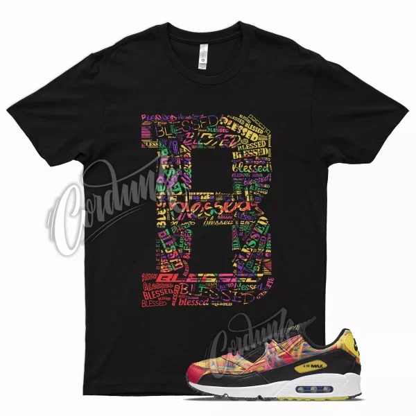 Black BLESSED T Shirt for N Air Max 90 Familia Multi Yellow Latin America Jezsport.com