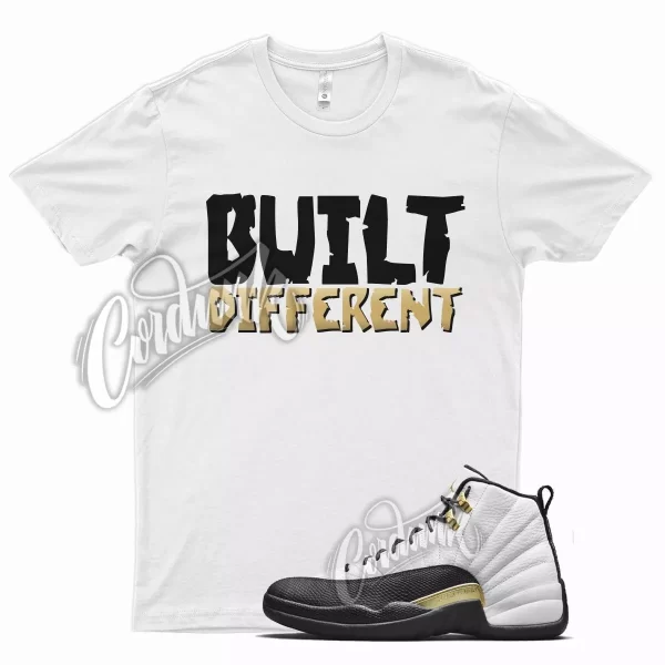 White BUILT T Shirt for Air J1 12 Royalty Taxi Suede Black Gold Metallic Jezsport.com