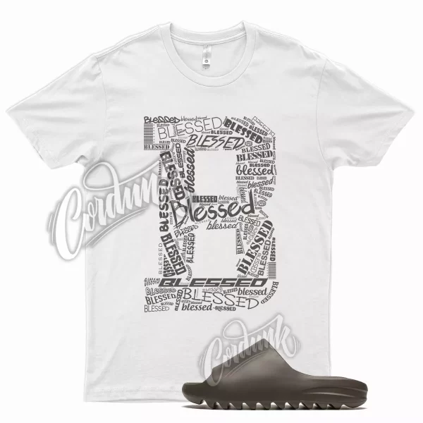 White BLESSED T Shirt for Adidas YZ Slide Soot Brown 350 380 450 500 700 Jezsport.com