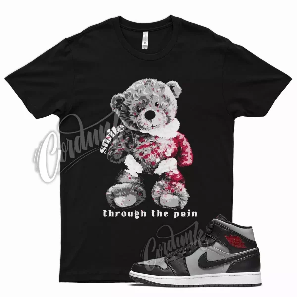 Black SMILE T Shirt for Air J1 1 Mid Particle Grey White Gym Red Smoke OG Jezsport.com