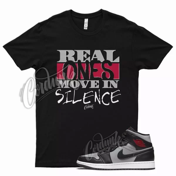 Black REAL T Shirt for Air J1 1 Mid Particle Grey White Gym Red Smoke OG Jezsport.com