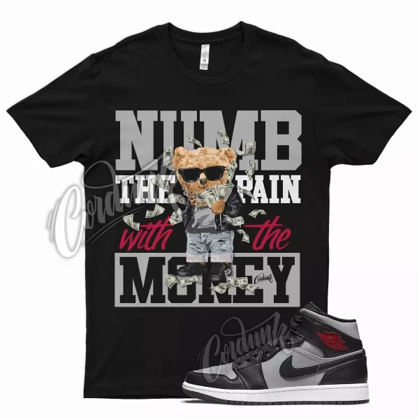 Black NUMB T Shirt for Air J1 1 Mid Particle Grey White Gym Red Smoke OG Jezsport.com