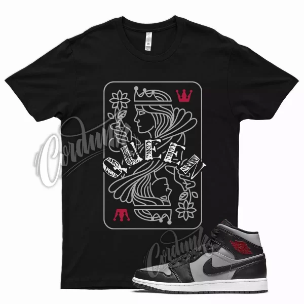 Black QUEEN T Shirt for Air J1 1 Mid Particle Grey White Gym Red Smoke OG Jezsport.com