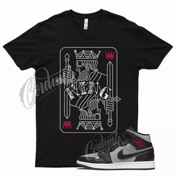 Black KING T Shirt for Air J1 1 Mid Particle Grey White Gym Red Smoke OG Jezsport.com