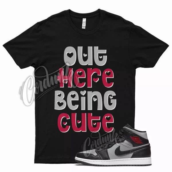 Black CUTE T Shirt for Air J1 1 Mid Particle Grey White Gym Red Smoke OG Jezsport.com