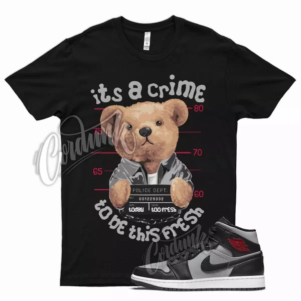 Black CRIME T Shirt for Air J1 1 Mid Particle Grey White Gym Red Smoke OG Jezsport.com