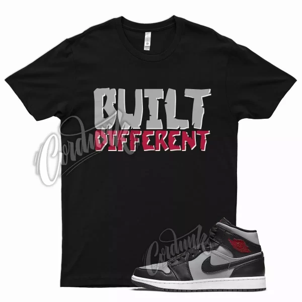 Black BUILT T Shirt for Air J1 1 Mid Particle Grey White Gym Red Smoke OG Jezsport.com