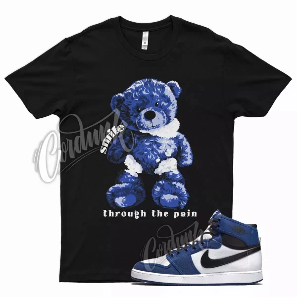 Black SMILE T Shirt for Air J1 1 AJKO KO Storm Blue White Racer Royal Hyper Jezsport.com