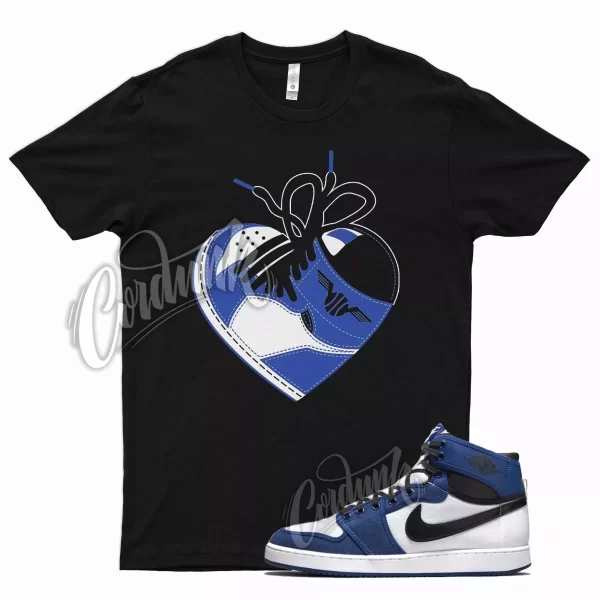 Black HEART T Shirt for Air J1 1 AJKO KO Storm Blue White Racer Royal Hyper Jezsport.com