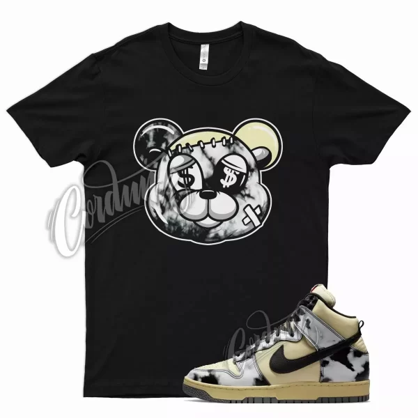 Black STITCH T Shirt for N Dunk High 1985 Black Acid Wash Yellowed Aged White Jezsport.com