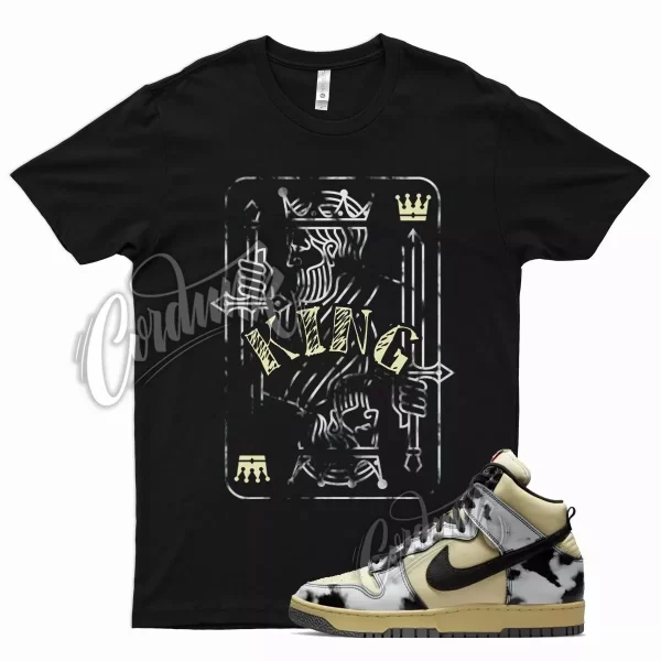 Black KING T Shirt for N Dunk High 1985 Black Acid Wash Yellowed Aged White Jezsport.com