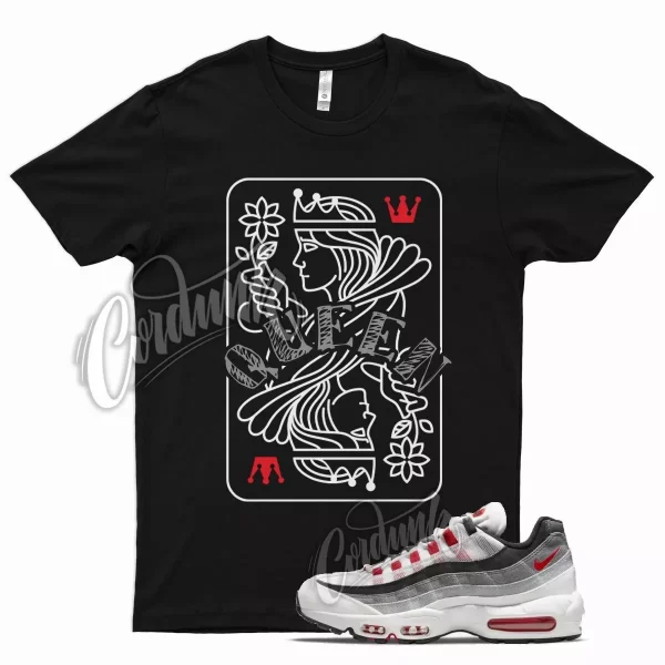 Black QUEEN T Shirt for Air Max 95 Smoke Grey Red White 1 Jezsport.com