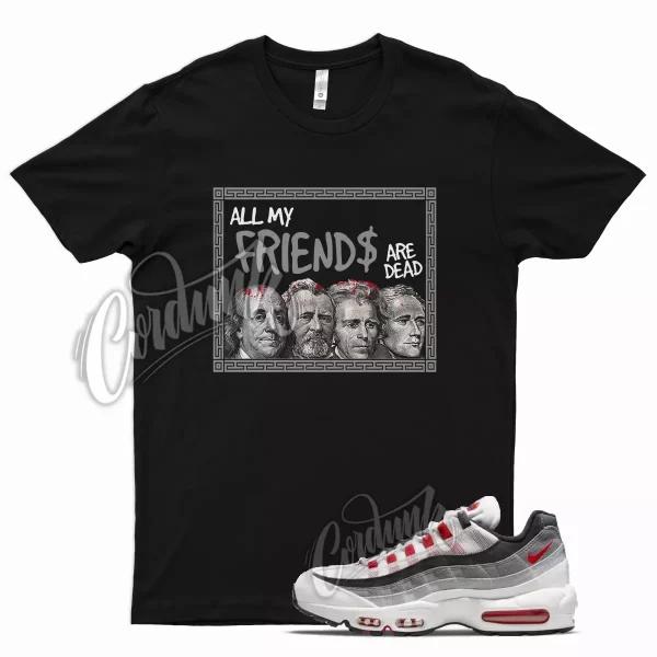 Black FRIENDS T Shirt for Air Max 95 Smoke Grey Red White 1 Jezsport.com