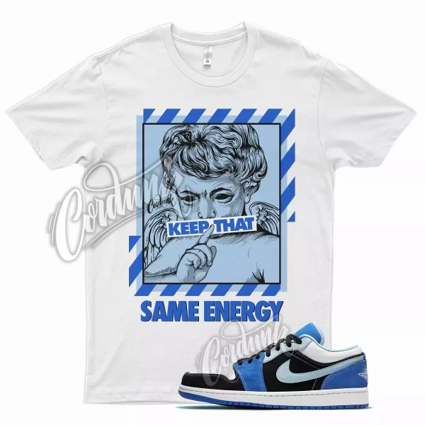 White ENERGY Shirt for Air J1 1 Low Racer Blue Psychic White Legend Uptempo Jezsport.com