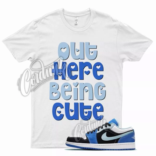 White CUTE Shirt for Air J1 1 Low Racer Blue Psychic White Legend Uptempo Jezsport.com