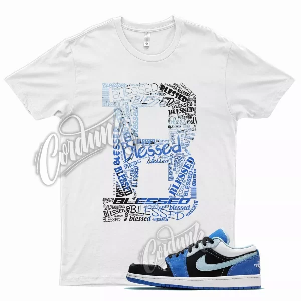 White BLESSED Shirt for Air J1 1 Low Racer Blue Psychic White Legend Uptempo Jezsport.com