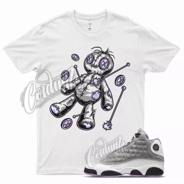 White VOODOO T Shirt for Air J1 13 Houndstooth Girl Boss Plaid Violet White Jezsport.com