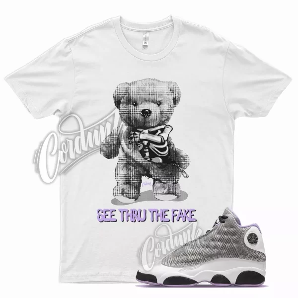 White THRU T Shirt for Air J1 13 Houndstooth Girl Boss Plaid Violet White Jezsport.com