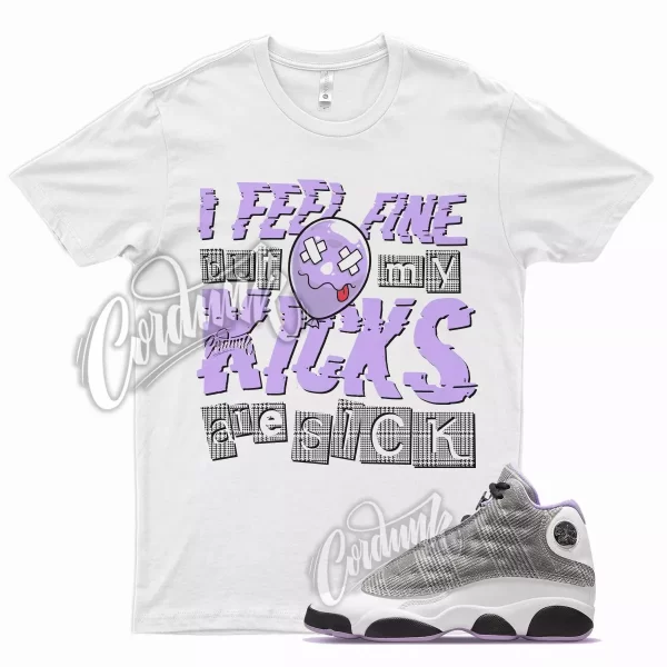 White SICK V2 T Shirt for Air J1 13 Houndstooth Girl Boss Plaid Violet White Jezsport.com