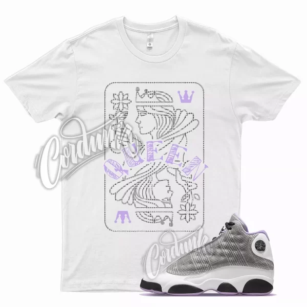 White QUEEN T Shirt for Air J1 13 Houndstooth Girl Boss Plaid Violet White Jezsport.com