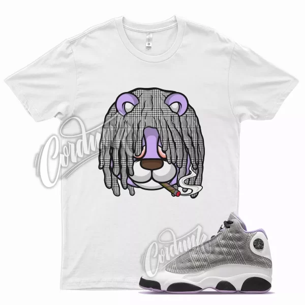 White DREAD T Shirt for Air J1 13 Houndstooth Girl Boss Plaid Violet White Jezsport.com