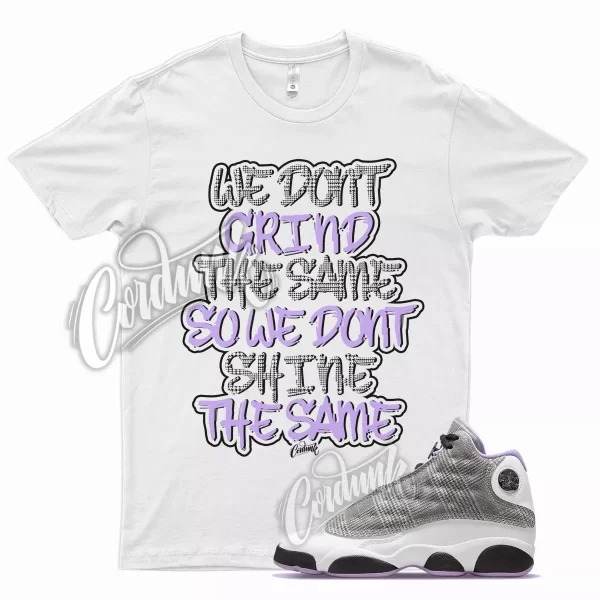 White GRIND T Shirt for Air J1 13 Houndstooth Girl Boss Plaid Violet White Jezsport.com