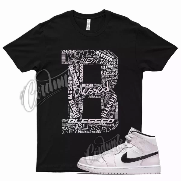 Black BLESSED T Shirt for Air J1 1 Light Violet White Jezsport.com