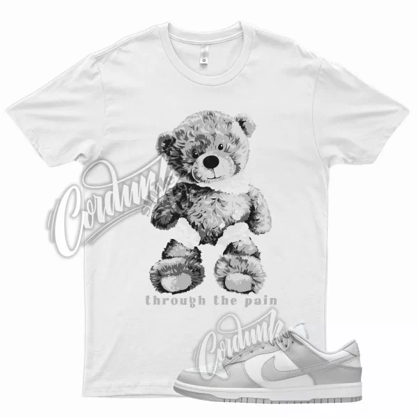 White SMILE T Shirt for N Dunk Low Grey Fog Gray Jezsport.com