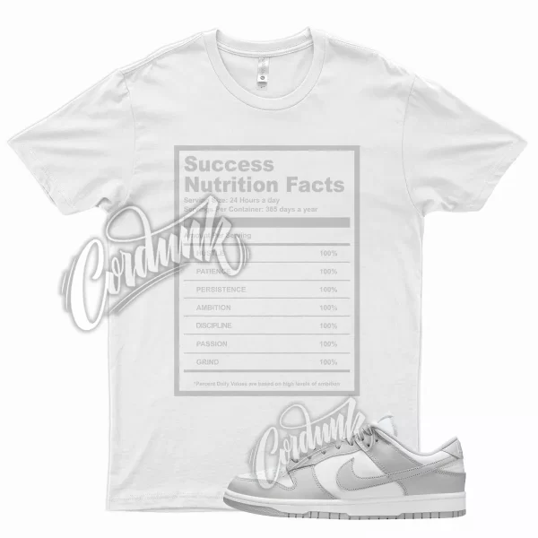 White SUCCESS T Shirt for N Dunk Low Grey Fog Gray Jezsport.com