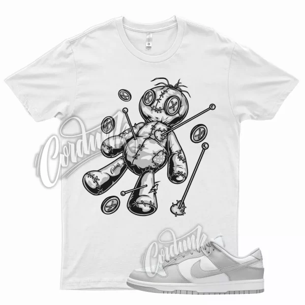 White VOODOO T Shirt for N Dunk Low Grey Fog Gray Jezsport.com