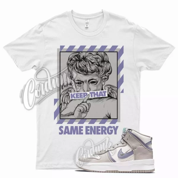 White ENERGY T Shirt for Social N Dunk High Rebel Iron Purple College Grey Jezsport.com