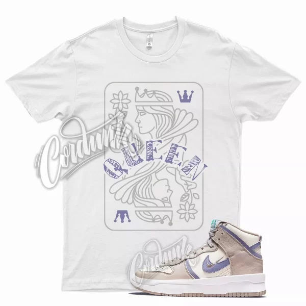 White QUEEN T Shirt for Social N Dunk High Rebel Iron Purple College Grey Jezsport.com