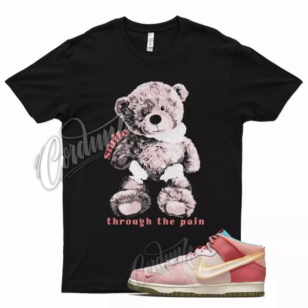 Black SMILE T Shirt for Social N Dunk Strawberry Milk Soft Pink Coconut Pink Jezsport.com