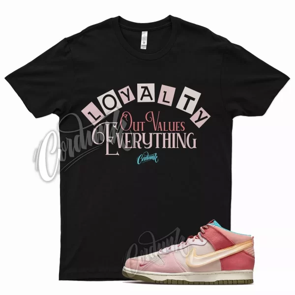 Black LOYALTY Shirt for Social N Dunk Strawberry Milk Soft Pink Coconut Pink Jezsport.com