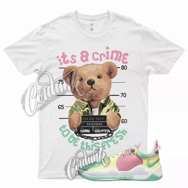 White CRIME Shirt for N PG 5 Daughters Sunset Pulse Green Pastel Purple Pink Jezsport.com