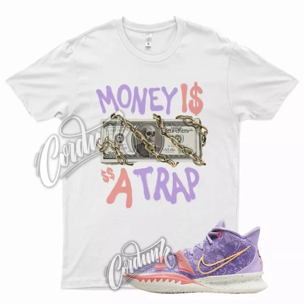 White TRAP T Shirt for N Kyrie 7 Daughters Soft Purple Pink Orange Jezsport.com