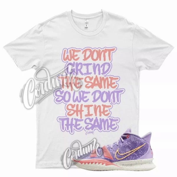 White GRIND T Shirt for N Kyrie 7 Daughters Soft Purple Pink Orange Jezsport.com