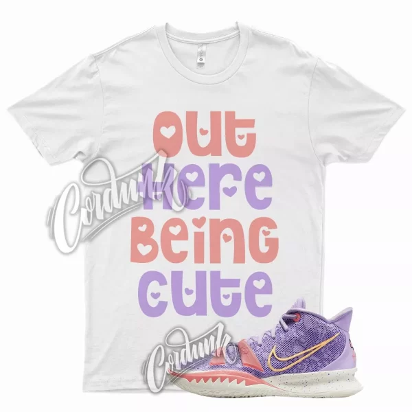 White CUTE T Shirt for N Kyrie 7 Daughters Soft Purple Pink Orange Jezsport.com