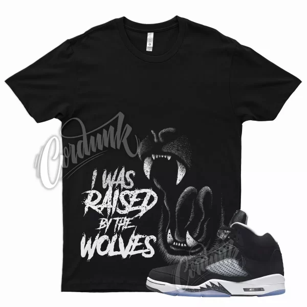 Black WOLVES Shirt for J1 5 Oreo Pure White Cool Grey Moonlight Atlanta Jezsport.com