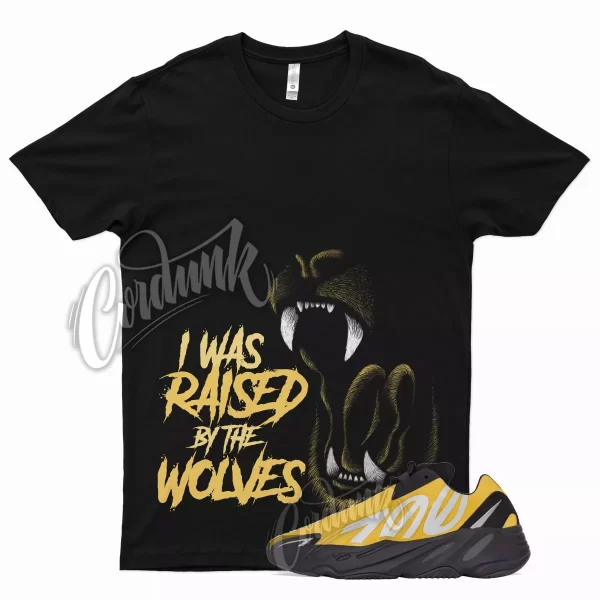 Black WOLVES T Shirt for YZ 700 MNVN Honey Flux Yellow Metallic Silver 350 Jezsport.com