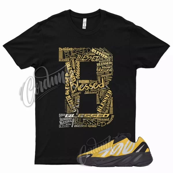 Black BLESSED T Shirt for YZ 700 MNVN Honey Flux Yellow Metallic Silver 350 Jezsport.com